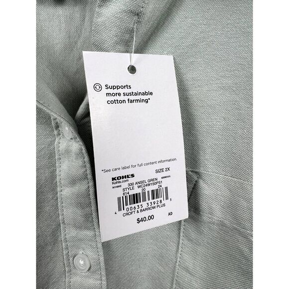 Croft & Barrow Women's The Classic Dress Shirt Button Down Mint Plus SZ 2X:NWT - Picture 10 of 10